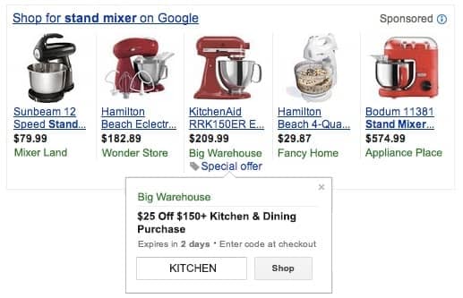 A Google ad running a promotion