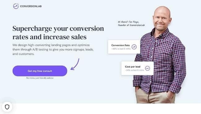 ConversionLab's landing page