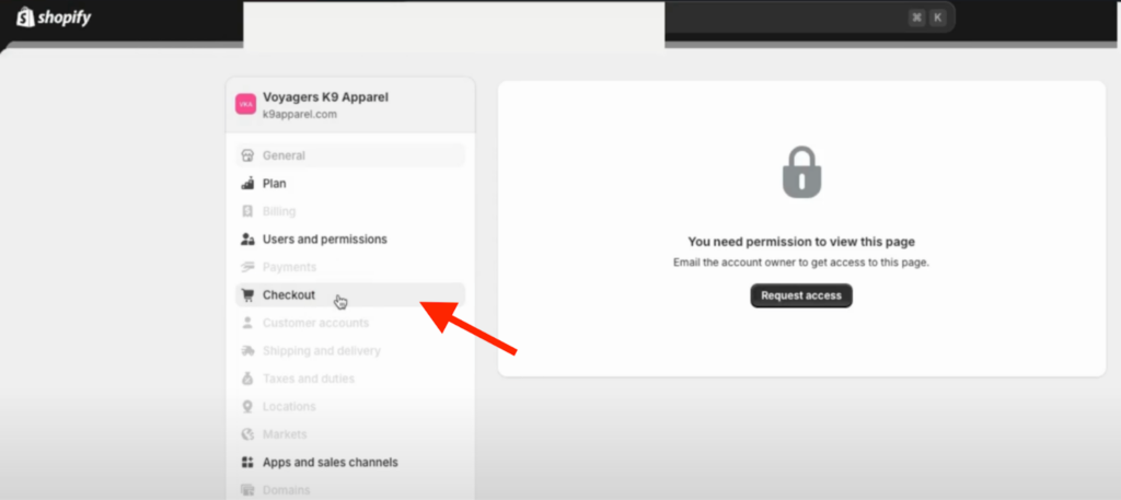 Go to Settings and select Checkout.