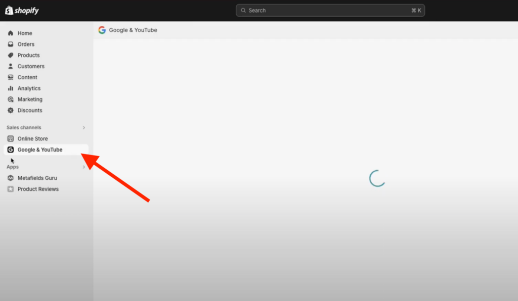 Go to the Google & YouTube app in your Shopify admin.