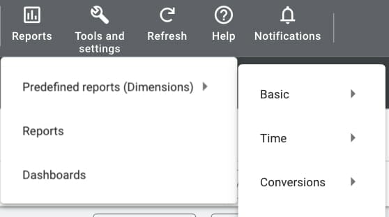 Google Ads reporting options