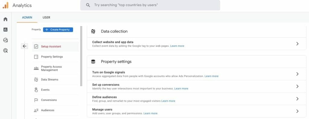 Google Analytics dashboard