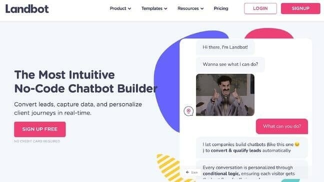 Landbot's landing page