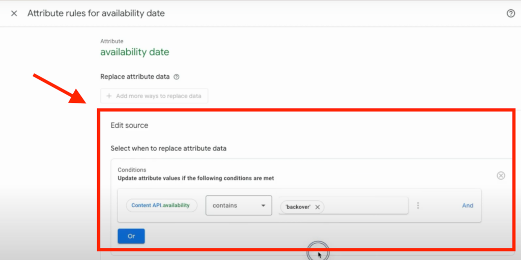 Set the condition to “Contains” and enter the value “Backorder”