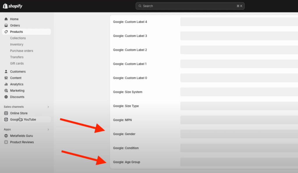 You should see fields for “Age group” and “Gender”. Click in each box and type in the right value (like “adult,” “infant,” “male,” or “female”).