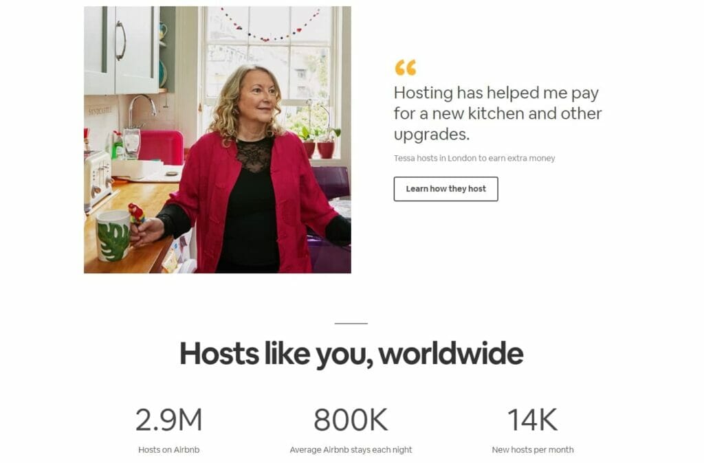 landing page showing a customer testimonial