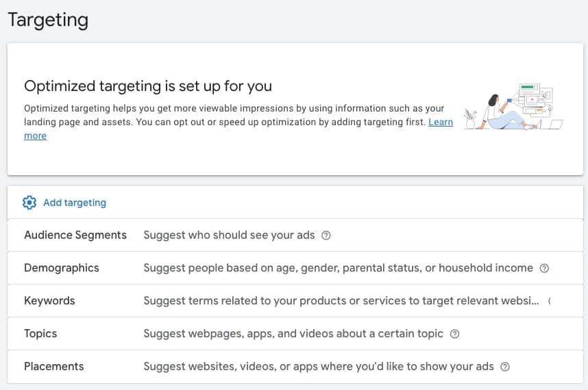 targeting options in Google Display Network